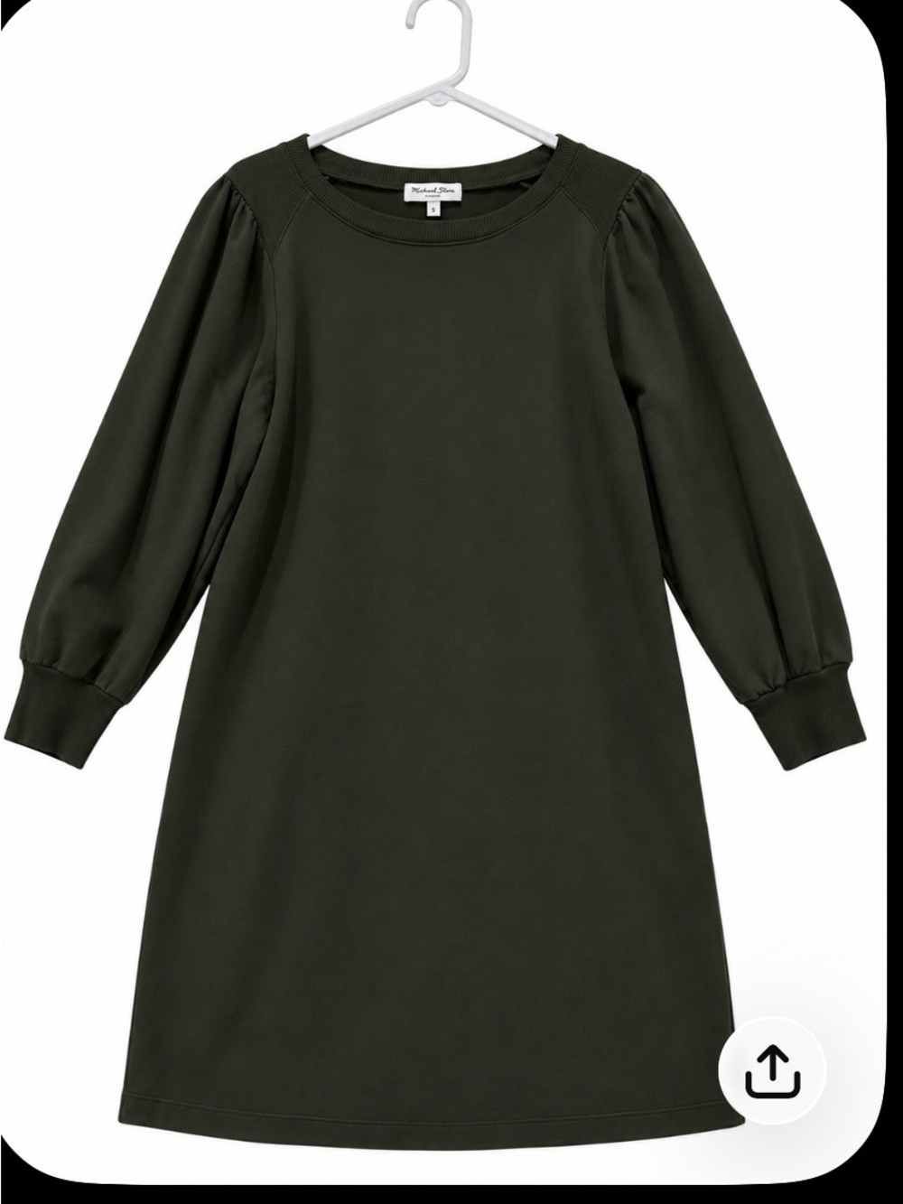 Michael Stars Olive Puff-Sleeve Casual Knit Dress